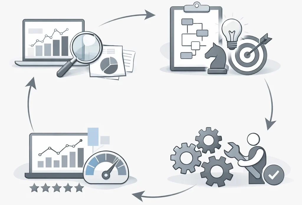 روش‌شناسی چرخه عمر سئو از تشخیص تا بهینه‌سازی